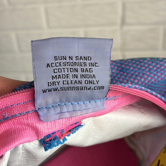 Vintage Anne Ormsby Surviving Stress Bamboo Handle Canvas Beach Purse - Picture 10 of 15